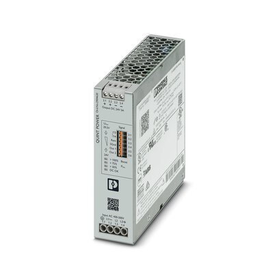 Phoenix Contact Switching Power Supply; QUINT4-PS/3AC/24DC/5; 24VDC OUT; 5A; 320-550VAC/210-390VDC IN; 3-Phase; DIN Rail Mount; Metal; Screw Connection